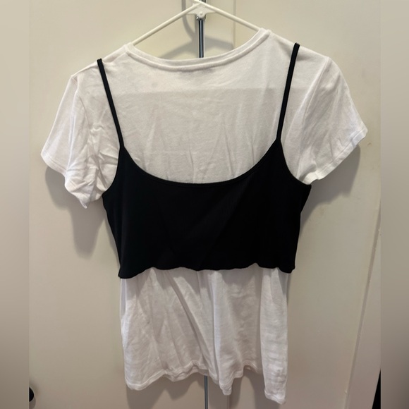 🆕 White Tee with Attached Black Corset 🤍🖤 - Picture 2 of 5